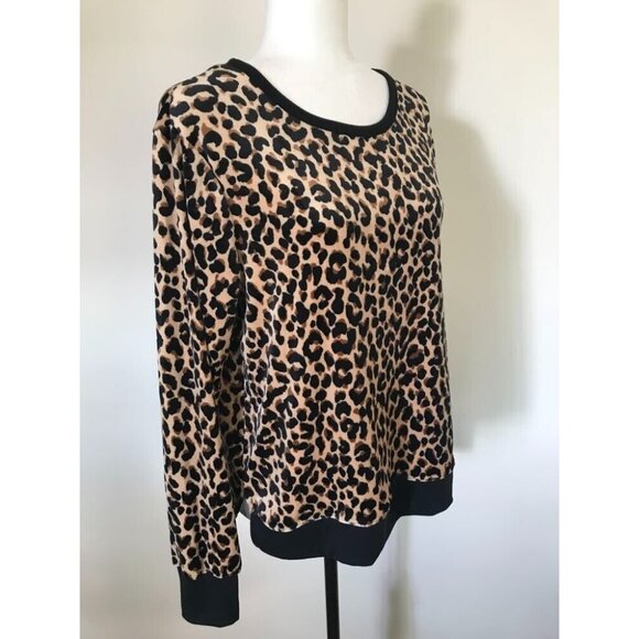 KATE SPADE Super Soft Velour Top Womens Size Medium Leopard Print - Picture 3 of 8